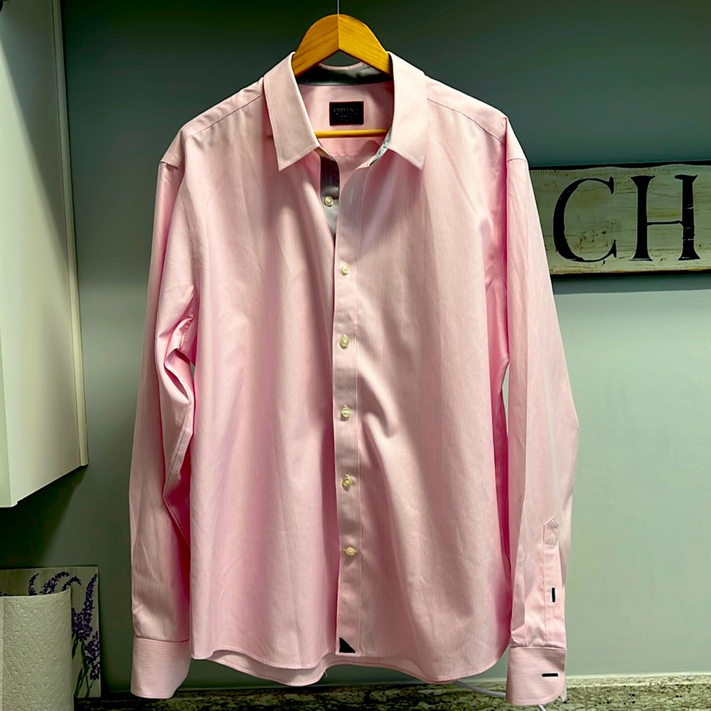 UNTUCKit Pink/ White Stripe Wrinkle-Free Douro Shirt